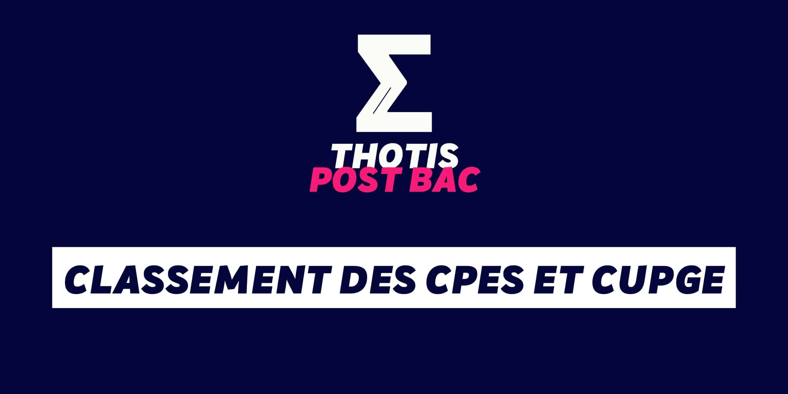 Classement des CPES et CUPGE Classement des CPES et CUPGE