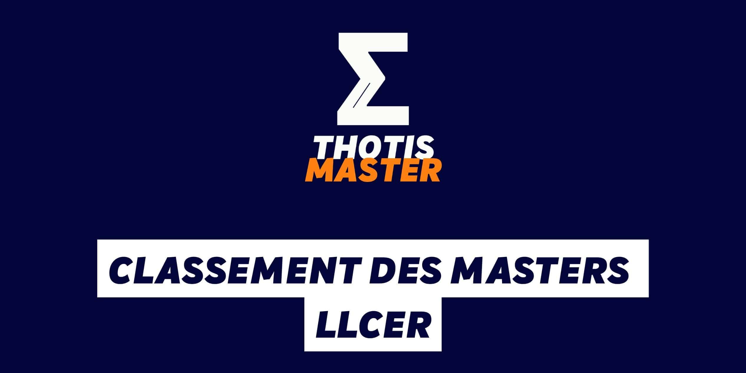 Classement des masters LLCER Classement des Masters LLCER