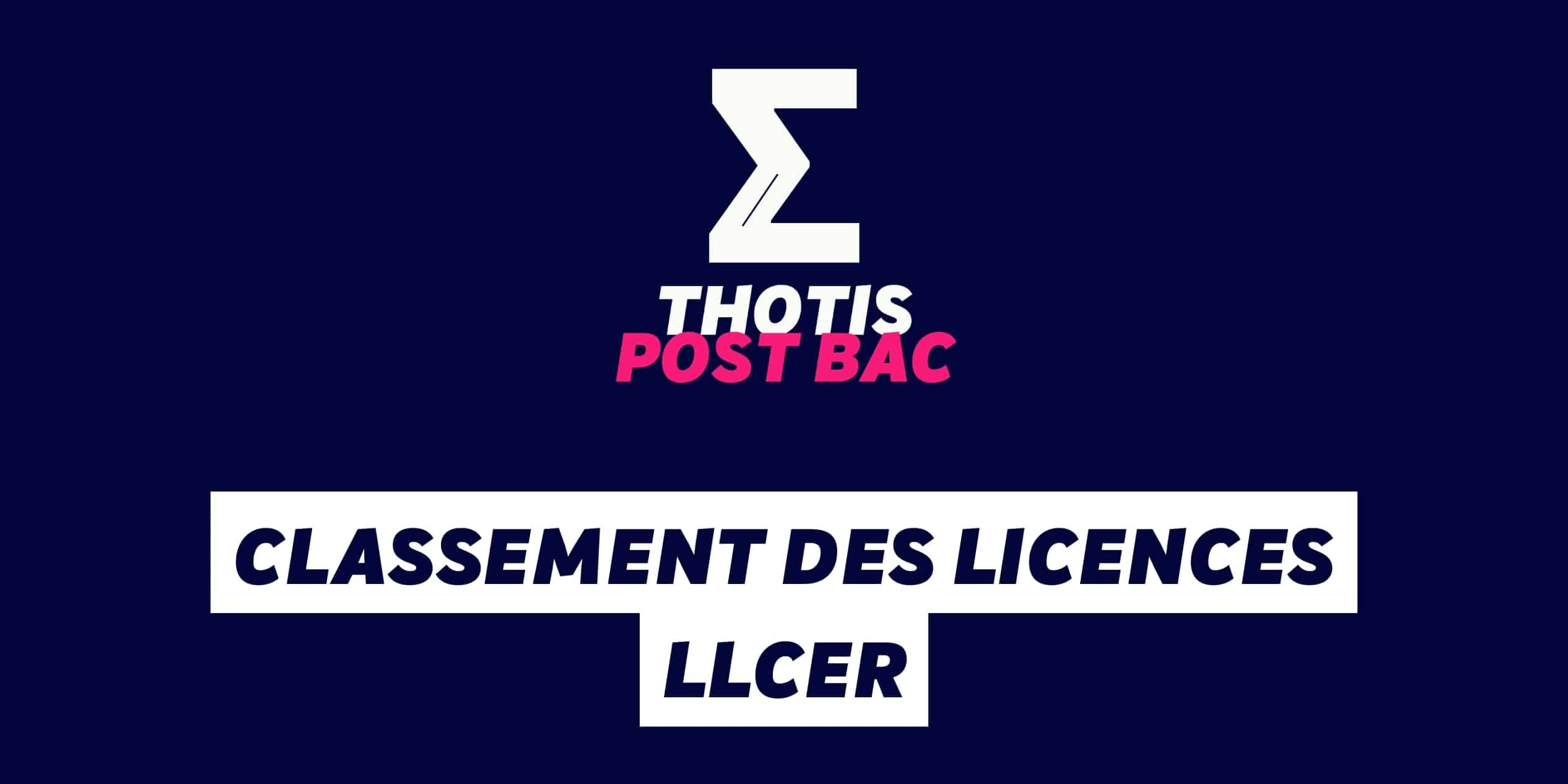 Classement des licences LLCER Classement des licences LLCER
