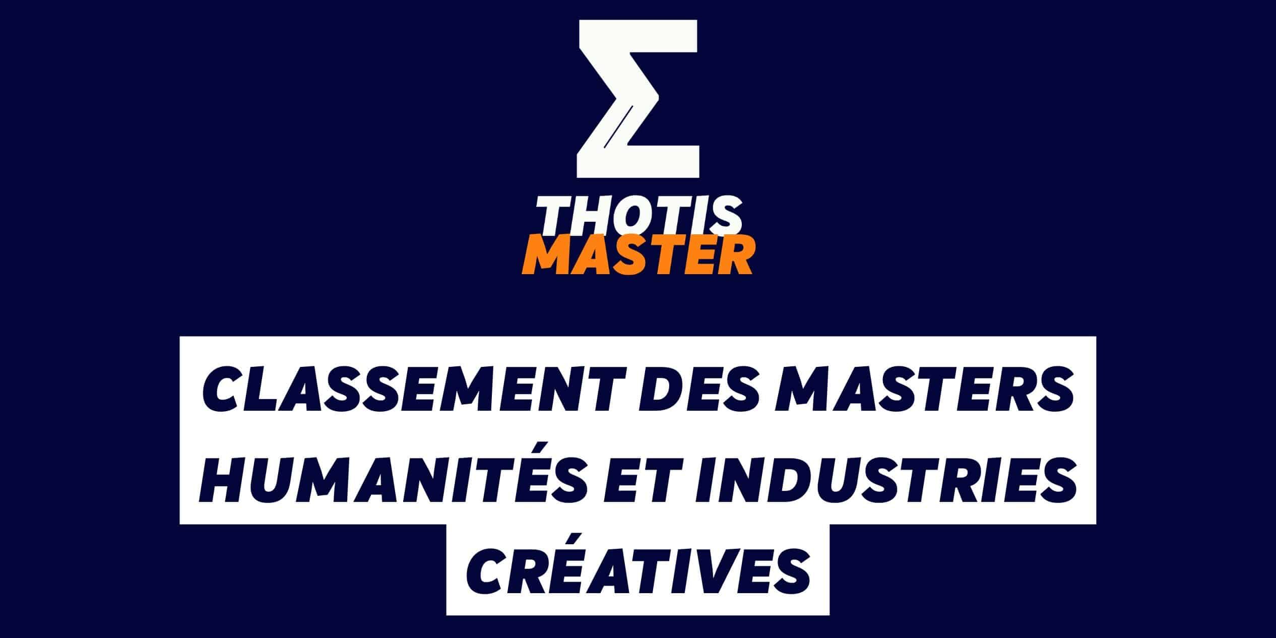 Classement des masters humanités et industries créatives