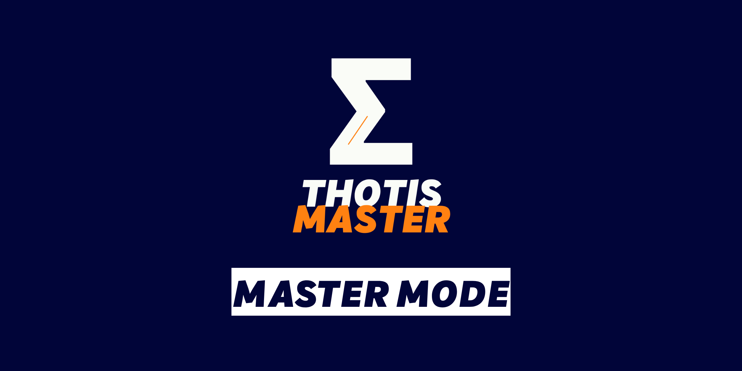 Master Mode Brand logo on a navy background: a white zigzag 'Z' above the text 'THOTIS MASTER' with 'MASTER' in orange and 'THOTIS' in white.