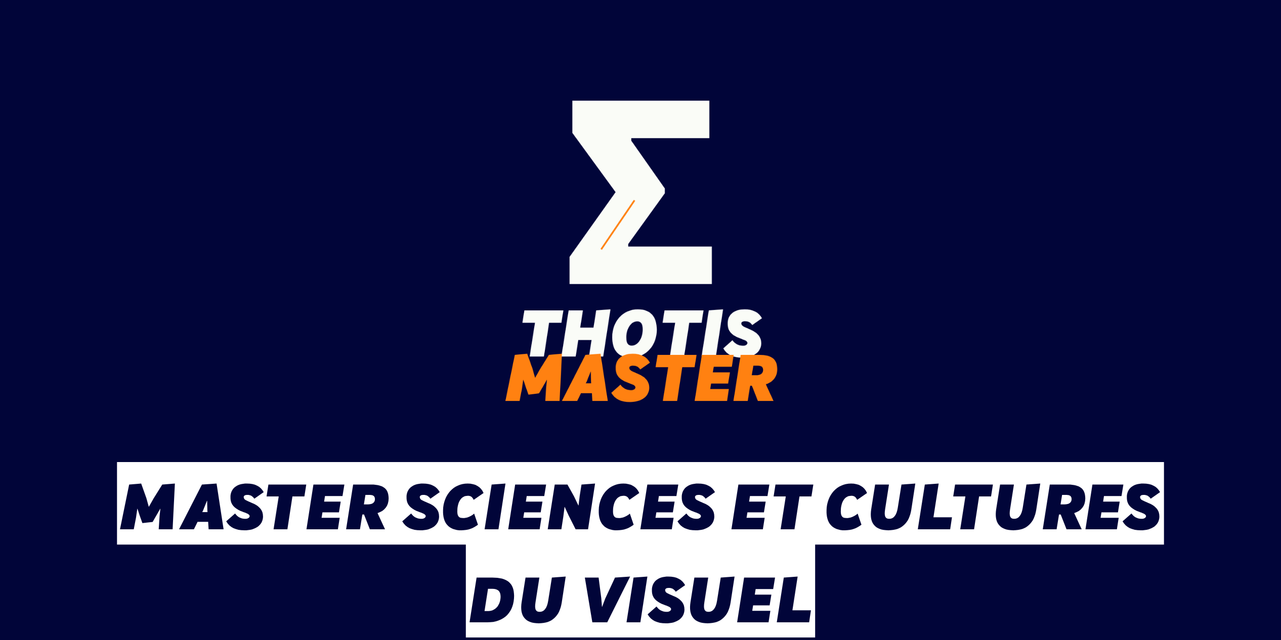Logo on dark blue background with a white geometric symbol and 'THOTIS MASTER' in white and orange text.