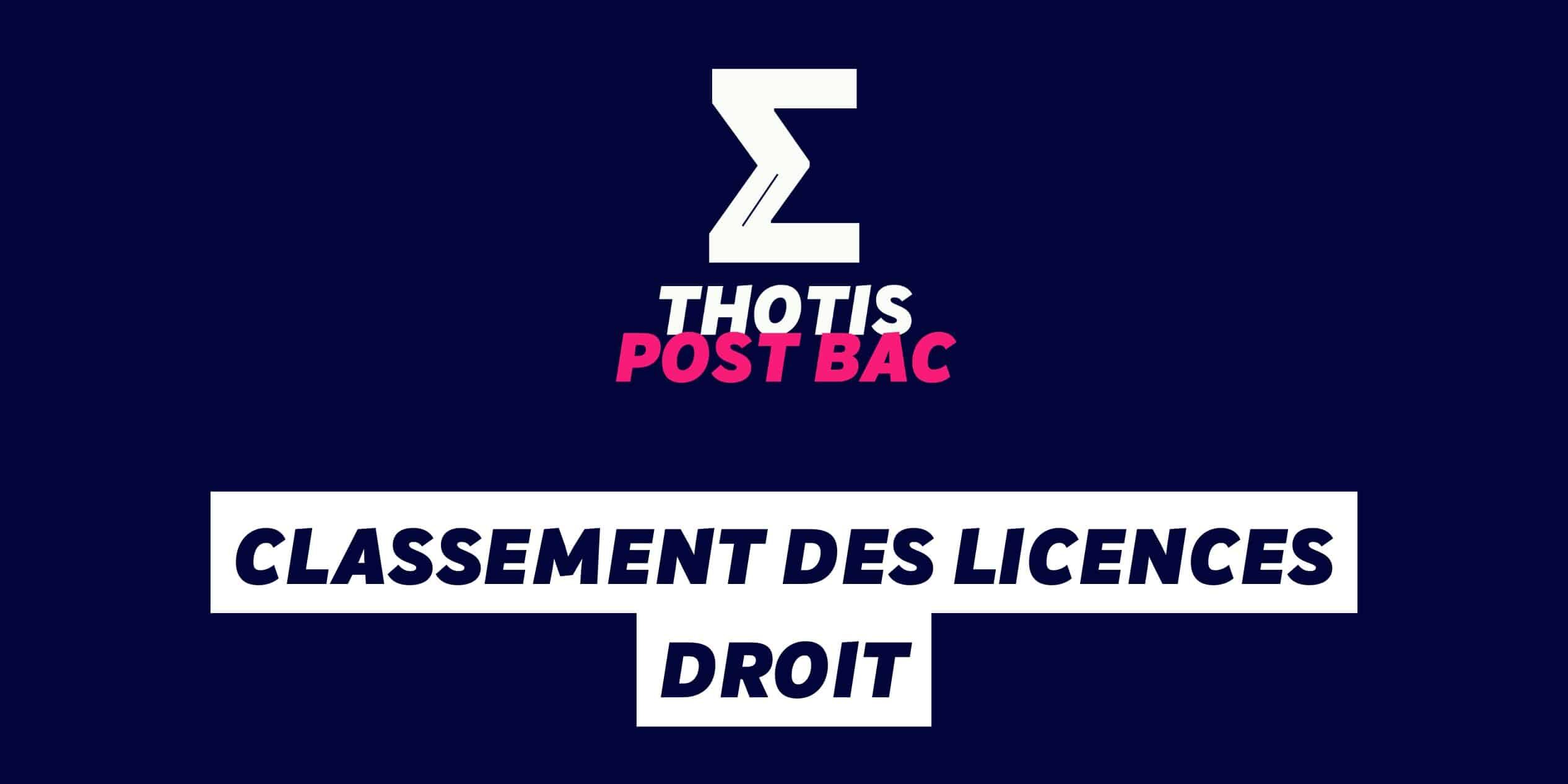 Classement des licences Droit Classement des licences Droit